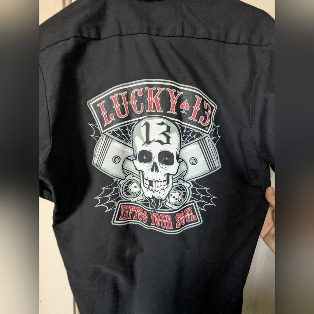 Rare Vintage New Without Tags Lucky 13 Work Shirt Large Mens Short Sleeve